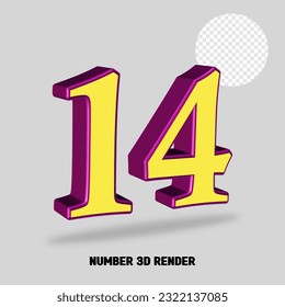 3 D número de representación color amarillo púrpura