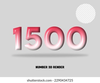 3D RENDER NUMBER RED WHITE GRADIENT COLOR