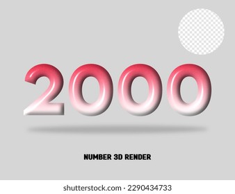 3D RENDER NUMBER RED WHITE GRADIENT COLOR