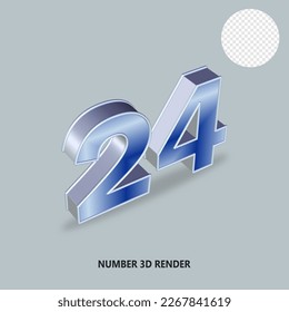 3D render number silver and blue gradient
