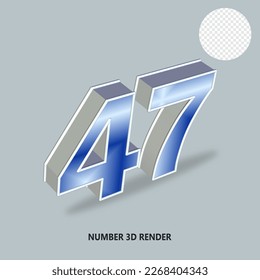 3D RENDER NUMBER SILVER AND BLUE GRADIENT