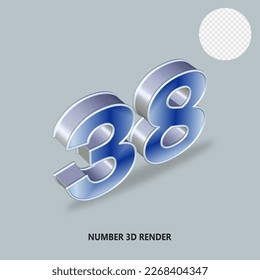 3D RENDER NUMBER SILVER AND BLUE GRADIENT