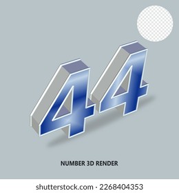 3D RENDER NUMBER SILVER AND BLUE GRADIENT