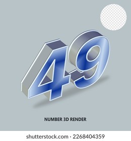 3D RENDER NUMBER SILVER AND BLUE GRADIENT