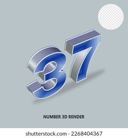 3D RENDER NUMBER SILVER AND BLUE GRADIENT