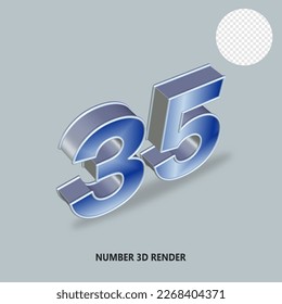 3D RENDER NUMBER SILVER AND BLUE GRADIENT