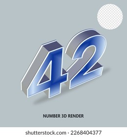 3D RENDER NUMBER SILVER AND BLUE GRADIENT