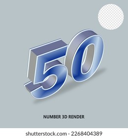 3D RENDER NUMBER SILVER AND BLUE GRADIENT