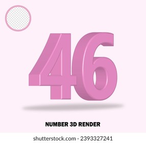 3D render number wiyh pink color glossy