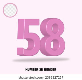 3D render number wiyh pink color glossy