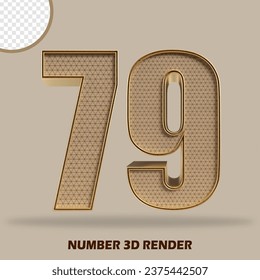 3d render number wood and gold style