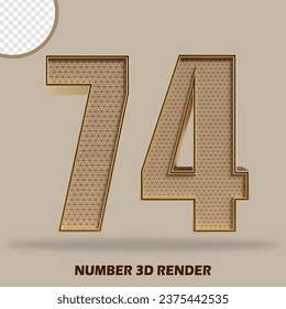 3d render number wood and gold style