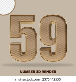 3D-Rendering-Zahl Holz und Golden-Stil