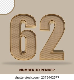 3d render number wood and gold style