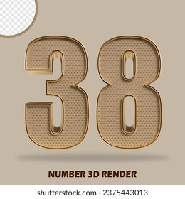 3D render number wood and gold style
