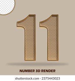 3D render number wood and gold style