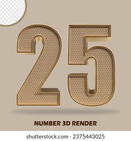 3D render number wood and gold style