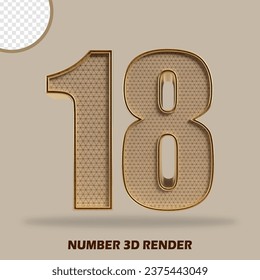 3D render number wood and gold style