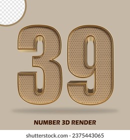 3D render number wood and gold style