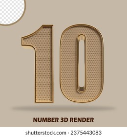 3D render number wood and gold style