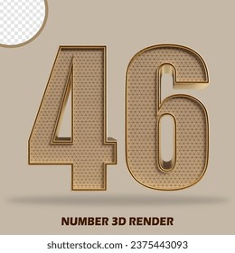 3D render number wood and gold style