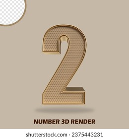 3D render number wood and gold style