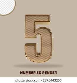 3D render number wood and gold style