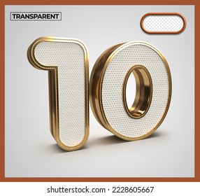3D Número de representación 10 oro transparente