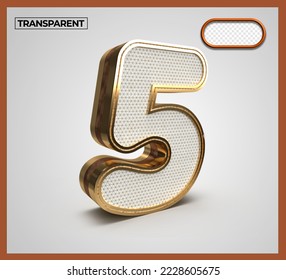 3D Render numbers number 52 gold transparent