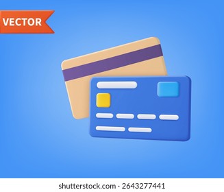 3d render Online payments credit or debit card concept. Financial transactions. credit card icon icon for contactless payments, online payment concept. Vector illustration