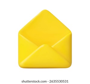3d Render open mail envelope icon isolated on white background. new read email notification. Vector illustration