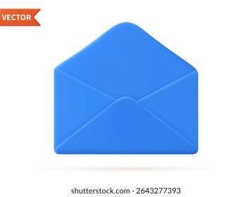 3d Render open mail envelope icon isolated on white background. new read email notification. Vector illustration