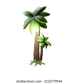 3D Render of a palm tree on a black background