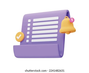 3d render of paper bill transaction receipt online payment icon