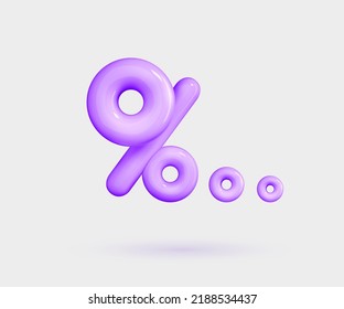 3d render percent icon. Sing discount percentage icon. Sale, business, finance design element. Vector cartoon illustration