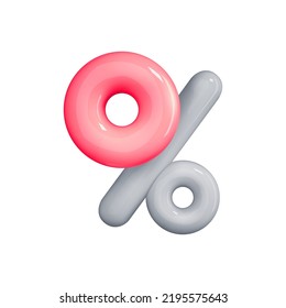 3d render percent icon. Sing discount percentage icon. Sale, business, finance design element. Vector cartoon illustration