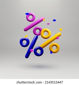 3D render percent vector illustration. 