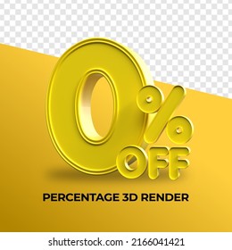 3D Render Percentage Number 0% Yellow Color For Sale Discount, Sale Product, Transparent, PNG