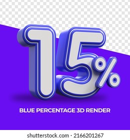 3D Render Percentage Number 15% Blue Color For Sale Discount, Sale Product, Report, Progress, Transparent, PNG