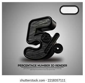 3D Porcentaje de representación 5% para el progreso del proceso de descuento Color metálico negro