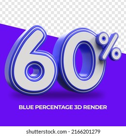 3D Porcentaje de representación 60% Color azul para la venta descuento, producto de venta, informe, progreso, transparente, PNG