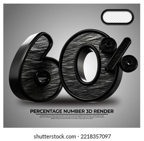 3D-Render-Prozentzahl 60% für den Rabattprozess Fortschritt schwarz Metallische Farbe