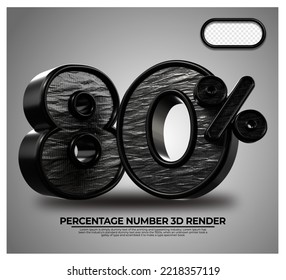 3D Porcentaje de representación 80% para el progreso del proceso de descuento Color metálico negro