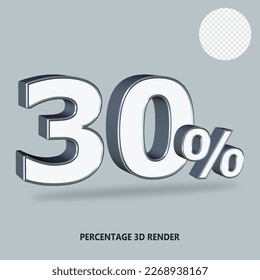 3D-RENDER-PROZENT WEISS UND SILBERFARBE