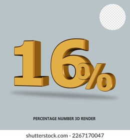 3D RENDER PERCENTAGE YELLOW GOLD COLOR