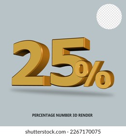 3D RENDER PERCENTAGE YELLOW GOLD COLOR