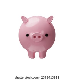 3D render Pig piggy bank. Money creative business concept. Realistic vector illustration design. Financial services. Safe finance investment. Symbol of cash. Stability, security of money storage.