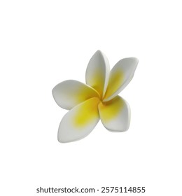 3d render Plumeria tropical flowers vector of exotic flowering plants 4. Realistic blossom of Hawaiian frangipani petals. Thailand and Bali national symbol in clay style. Amazing Asian vacation