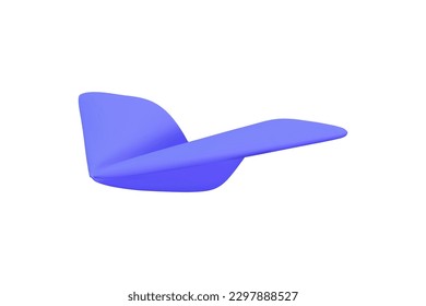 3D render purple vector paper airplane icon. Send information concept. Vector illustration on white background. Front view