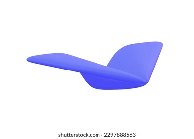 3D-Renderer violetter Vektorpapier-Flugzeugsymbol. Informationskonzept senden. Vektorgrafik auf weißem Hintergrund. Vorderansicht